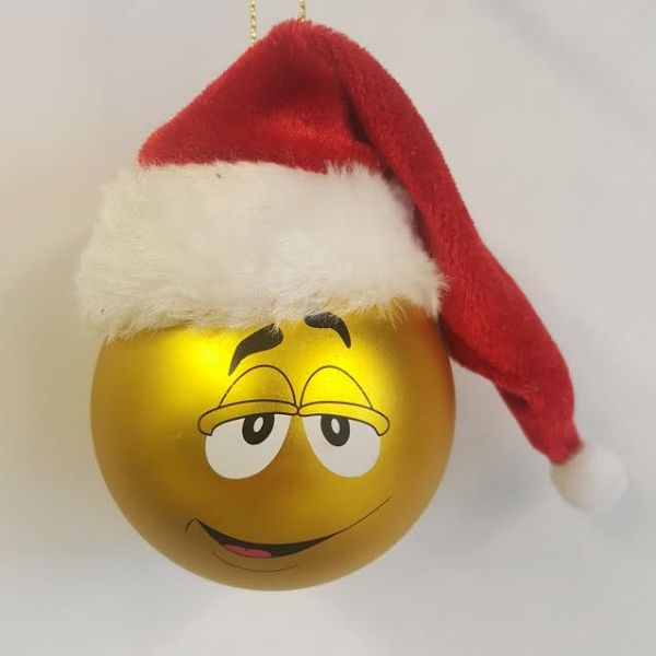 M & M Santa Hat Ornament Yellow